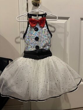 Sparkle Snowman Tutu Costume with Red Bow